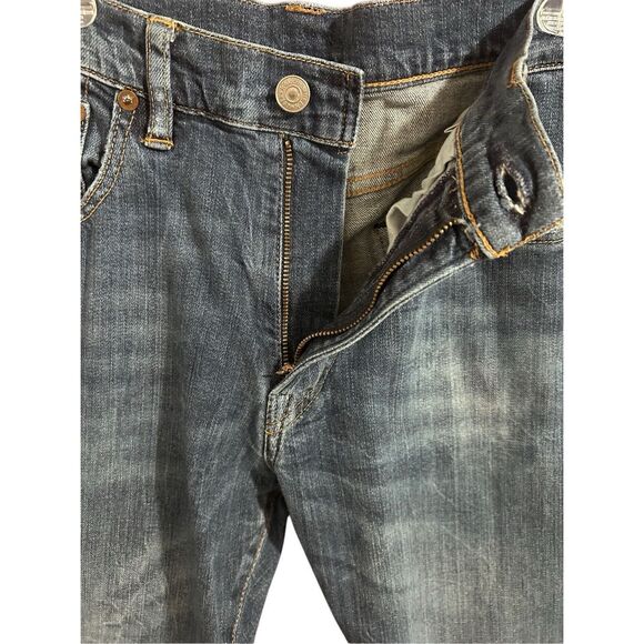 Polo Ralph Lauren Jeans Mens 32x32 Varick Slim Straight Blue Denim Jeans Distres - Picture 4 of 12